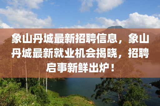 象山丹城最新招聘信息，象山丹城最新就業(yè)機(jī)會(huì)揭曉，招聘啟事新鮮出爐！