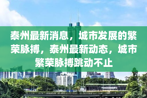 泰州最新消息，城市發(fā)展的繁榮脈搏，泰州最新動態(tài)，城市繁榮脈搏跳動不止