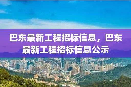 巴東最新工程招標(biāo)信息，巴東最新工程招標(biāo)信息公示