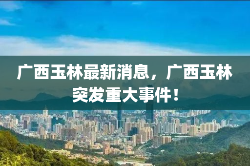 廣西玉林最新消息，廣西玉林突發(fā)重大事件！