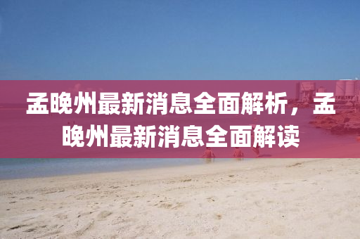 孟晚州最新消息全面解析，孟晚州最新消息全面解讀