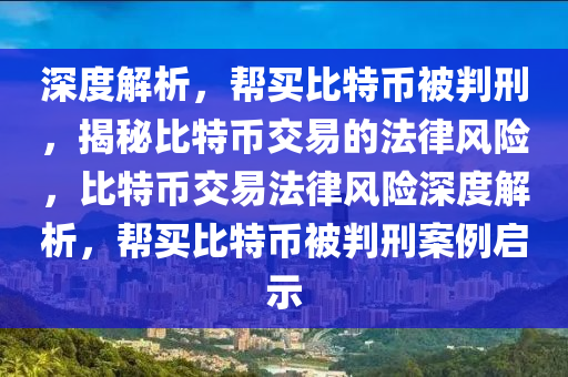 深度解析，幫買比特幣被判刑，揭秘比特幣交易的法律風險，比特幣交易法律風險深度解析，幫買比特幣被判刑案例啟示