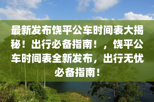 最新發(fā)布饒平公車時間表大揭秘！出行必備指南！，饒平公車時間表全新發(fā)布，出行無憂必備指南！