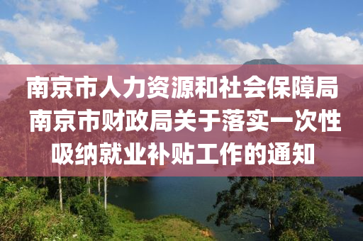 南京市人力資源和社會保障局 南京市財政局關(guān)于落實一次性吸納就業(yè)補貼工作的通知