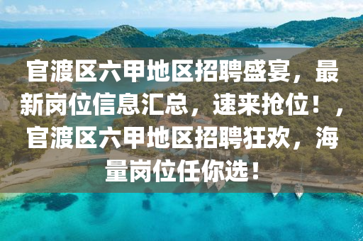 官渡區(qū)六甲地區(qū)招聘盛宴，最新崗位信息匯總，速來搶位！，官渡區(qū)六甲地區(qū)招聘狂歡，海量崗位任你選！