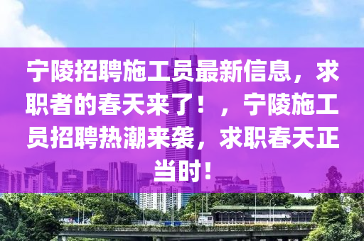 寧陵招聘施工員最新信息，求職者的春天來了！，寧陵施工員招聘熱潮來襲，求職春天正當(dāng)時(shí)！