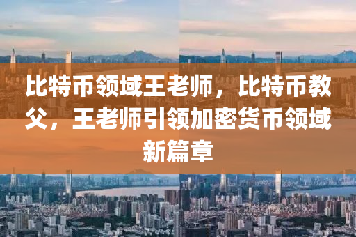 比特幣領(lǐng)域王老師，比特幣教父，王老師引領(lǐng)加密貨幣領(lǐng)域新篇章