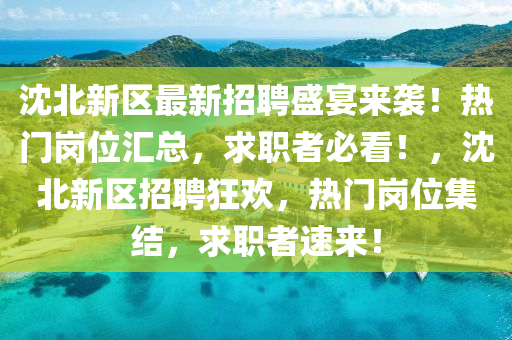 沈北新區(qū)最新招聘盛宴來襲！熱門崗位匯總，求職者必看！，沈北新區(qū)招聘狂歡，熱門崗位集結(jié)，求職者速來！