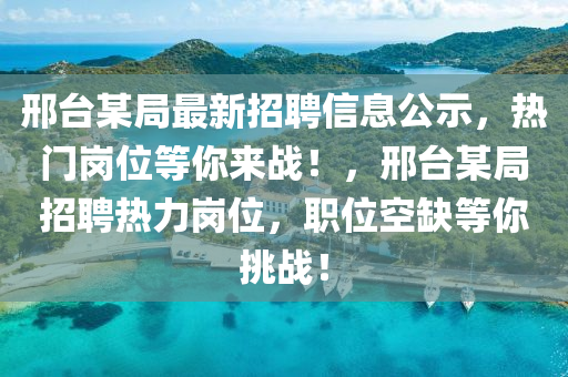 邢臺(tái)某局最新招聘信息公示，熱門崗位等你來戰(zhàn)！，邢臺(tái)某局招聘熱力崗位，職位空缺等你挑戰(zhàn)！
