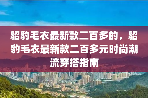 貂豹毛衣最新款二百多的，貂豹毛衣最新款二百多元時尚潮流穿搭指南