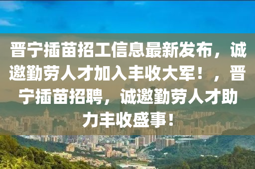 晉寧插苗招工信息最新發(fā)布，誠(chéng)邀勤勞人才加入豐收大軍！，晉寧插苗招聘，誠(chéng)邀勤勞人才助力豐收盛事！