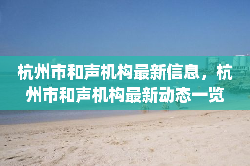 杭州市和聲機構最新信息，杭州市和聲機構最新動態(tài)一覽