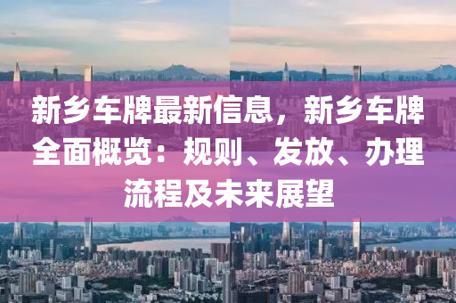 新鄉(xiāng)車牌最新信息，新鄉(xiāng)車牌全面概覽：規(guī)則、發(fā)放、辦理流程及未來展望