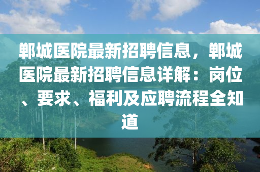鄲城醫(yī)院最新招聘信息，鄲城醫(yī)院最新招聘信息詳解：崗位、要求、福利及應(yīng)聘流程全知道