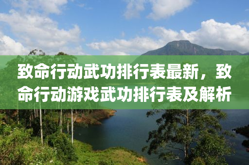 致命行動(dòng)武功排行表最新，致命行動(dòng)游戲武功排行表及解析