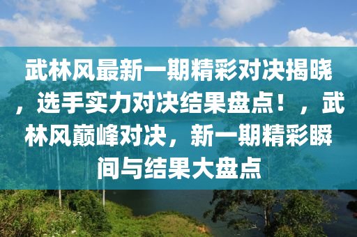 武林風(fēng)最新一期精彩對(duì)決揭曉，選手實(shí)力對(duì)決結(jié)果盤點(diǎn)！，武林風(fēng)巔峰對(duì)決，新一期精彩瞬間與結(jié)果大盤點(diǎn)