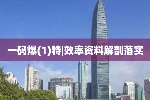 一碼爆(1)特|效率資料解剖落實(shí)