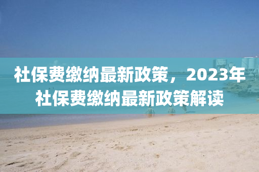 社保費(fèi)繳納最新政策，2023年社保費(fèi)繳納最新政策解讀