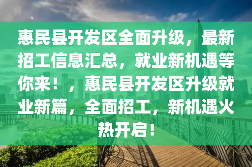 惠民縣開發(fā)區(qū)全面升級，最新招工信息匯總，就業(yè)新機遇等你來！，惠民縣開發(fā)區(qū)升級就業(yè)新篇，全面招工，新機遇火熱開啟！