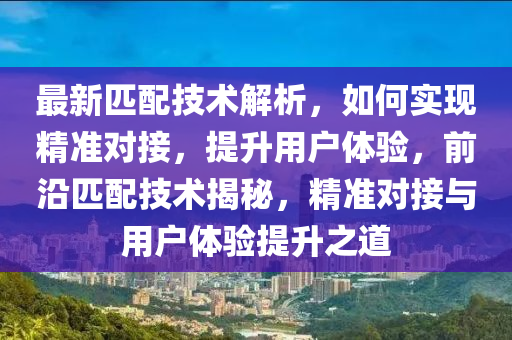 最新匹配技術(shù)解析，如何實(shí)現(xiàn)精準(zhǔn)對接，提升用戶體驗(yàn)，前沿匹配技術(shù)揭秘，精準(zhǔn)對接與用戶體驗(yàn)提升之道