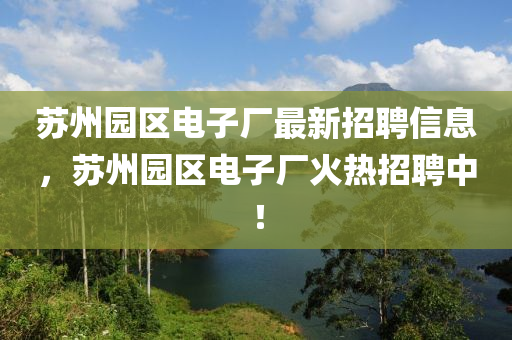 蘇州園區(qū)電子廠最新招聘信息，蘇州園區(qū)電子廠火熱招聘中！