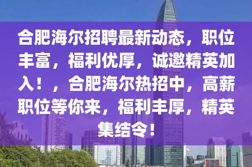 合肥海爾招聘最新動態(tài)，職位豐富，福利優(yōu)厚，誠邀精英加入！，合肥海爾熱招中，高薪職位等你來，福利豐厚，精英集結令！