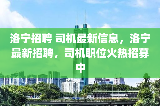 洛寧招聘 司機(jī)最新信息，洛寧最新招聘，司機(jī)職位火熱招募中