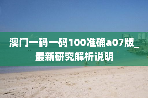 澳門一碼一碼100準確a07版_最新研究解析說明