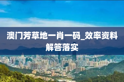 澳門芳草地一肖一碼_效率資料解答落實