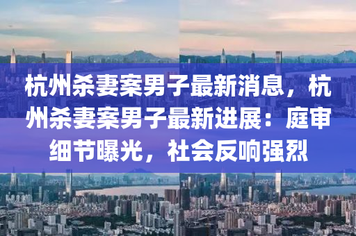 杭州殺妻案男子最新消息，杭州殺妻案男子最新進(jìn)展：庭審細(xì)節(jié)曝光，社會(huì)反響強(qiáng)烈