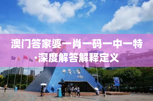 澳門答家婆一肖一碼一中一特·深度解答解釋定義