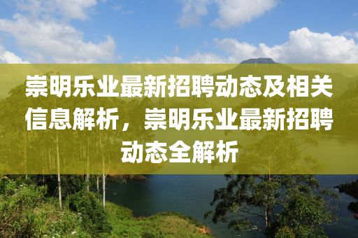 崇明樂業(yè)最新招聘動(dòng)態(tài)及相關(guān)信息解析，崇明樂業(yè)最新招聘動(dòng)態(tài)全解析