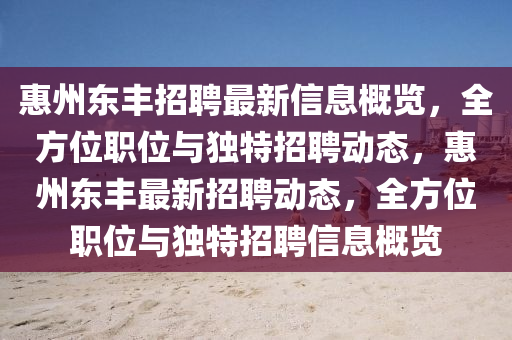 惠州東豐招聘最新信息概覽，全方位職位與獨(dú)特招聘動(dòng)態(tài)，惠州東豐最新招聘動(dòng)態(tài)，全方位職位與獨(dú)特招聘信息概覽