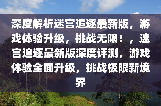 深度解析迷宮追逐最新版，游戲體驗升級，挑戰(zhàn)無限！，迷宮追逐最新版深度評測，游戲體驗全面升級，挑戰(zhàn)極限新境界