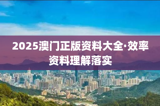 2025澳門正版資料大全·效率資料理解落實(shí)