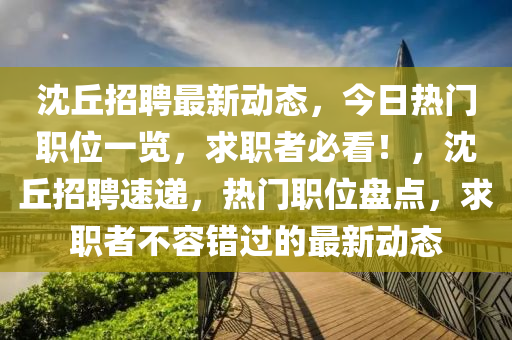 沈丘招聘最新動態(tài)，今日熱門職位一覽，求職者必看！，沈丘招聘速遞，熱門職位盤點，求職者不容錯過的最新動態(tài)