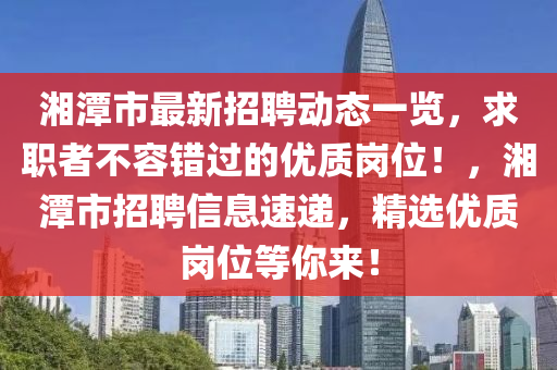 湘潭市最新招聘動態(tài)一覽，求職者不容錯過的優(yōu)質崗位！，湘潭市招聘信息速遞，精選優(yōu)質崗位等你來！