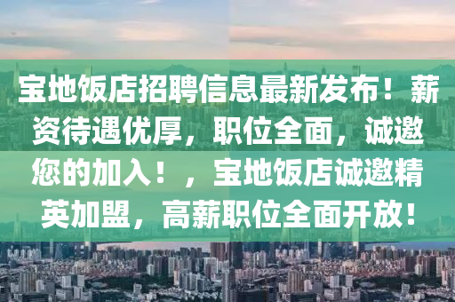 寶地飯店招聘信息最新發(fā)布！薪資待遇優(yōu)厚，職位全面，誠邀您的加入！，寶地飯店誠邀精英加盟，高薪職位全面開放！
