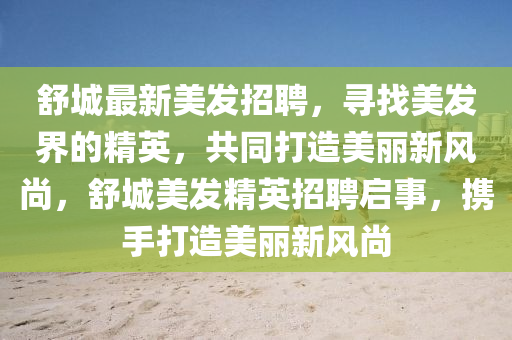 舒城最新美發(fā)招聘，尋找美發(fā)界的精英，共同打造美麗新風(fēng)尚，舒城美發(fā)精英招聘啟事，攜手打造美麗新風(fēng)尚