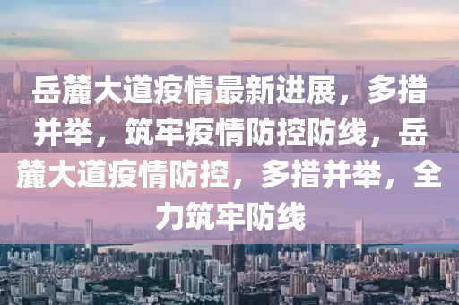 岳麓大道疫情最新進(jìn)展，多措并舉，筑牢疫情防控防線，岳麓大道疫情防控，多措并舉，全力筑牢防線
