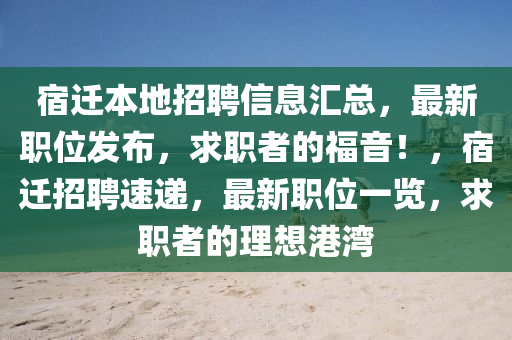 宿遷本地招聘信息匯總，最新職位發(fā)布，求職者的福音！，宿遷招聘速遞，最新職位一覽，求職者的理想港灣