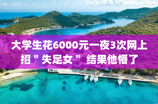 大學(xué)生花6000元一夜3次網(wǎng)上招＂失足女＂ 結(jié)果他懵了