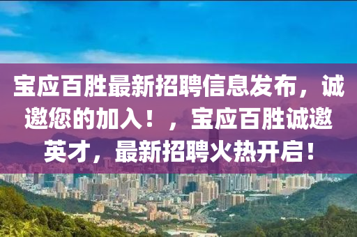寶應(yīng)百勝最新招聘信息發(fā)布，誠邀您的加入！，寶應(yīng)百勝誠邀英才，最新招聘火熱開啟！