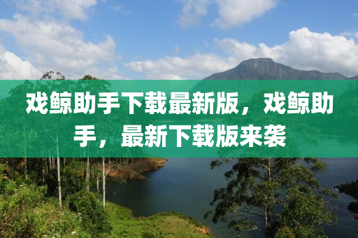 戲鯨助手下載最新版，戲鯨助手，最新下載版來襲