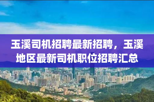 玉溪司機招聘最新招聘，玉溪地區(qū)最新司機職位招聘匯總