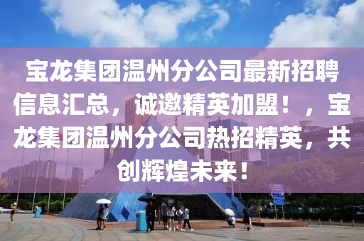 寶龍集團(tuán)溫州分公司最新招聘信息匯總，誠邀精英加盟！，寶龍集團(tuán)溫州分公司熱招精英，共創(chuàng)輝煌未來！