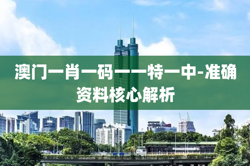 澳門一肖一碼一一特一中-準確資料核心解析