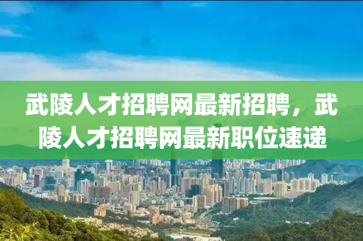 武陵人才招聘網(wǎng)最新招聘，武陵人才招聘網(wǎng)最新職位速遞