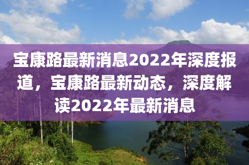 寶康路最新消息2022年深度報道，寶康路最新動態(tài)，深度解讀2022年最新消息