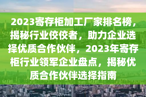 2023寄存柜加工廠家排名榜，揭秘行業(yè)佼佼者，助力企業(yè)選擇優(yōu)質(zhì)合作伙伴，2023年寄存柜行業(yè)領(lǐng)軍企業(yè)盤點，揭秘優(yōu)質(zhì)合作伙伴選擇指南